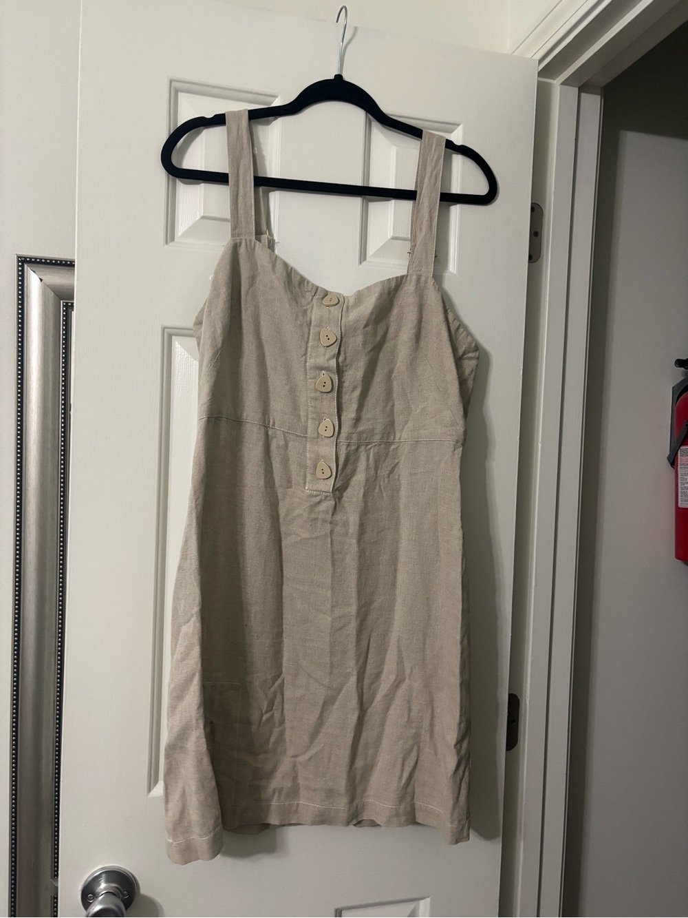 Urban Outfitters Neutral Beige Button-Front Mini Dress